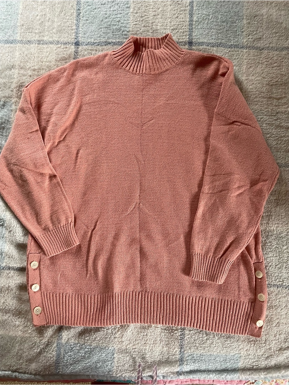 LC Lauren Conrad Dusty Rose Mock Neck Button-Side Sweater